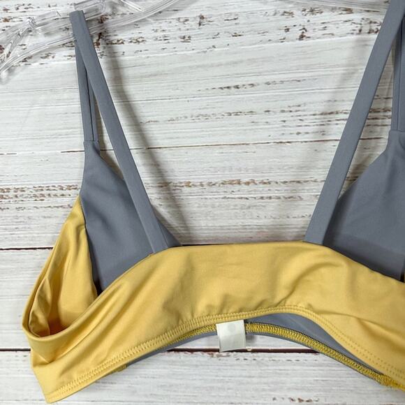 NEW Free People Seea Vega Lotus Gray and Yellow Bikini Top, NWT, Small, MSRP $75 - Picture 9 of 14